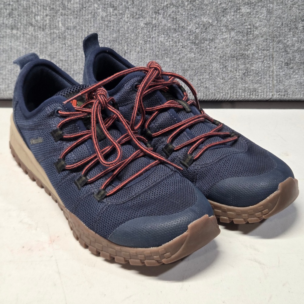 Columbia Mens Trail Hiking Shoes Size 11 Navy Blue Gum Sole Outdoor Sneakers